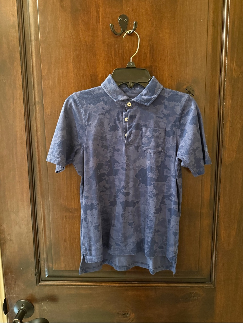 Kids Navy Camouflage Short Sleeve Polo